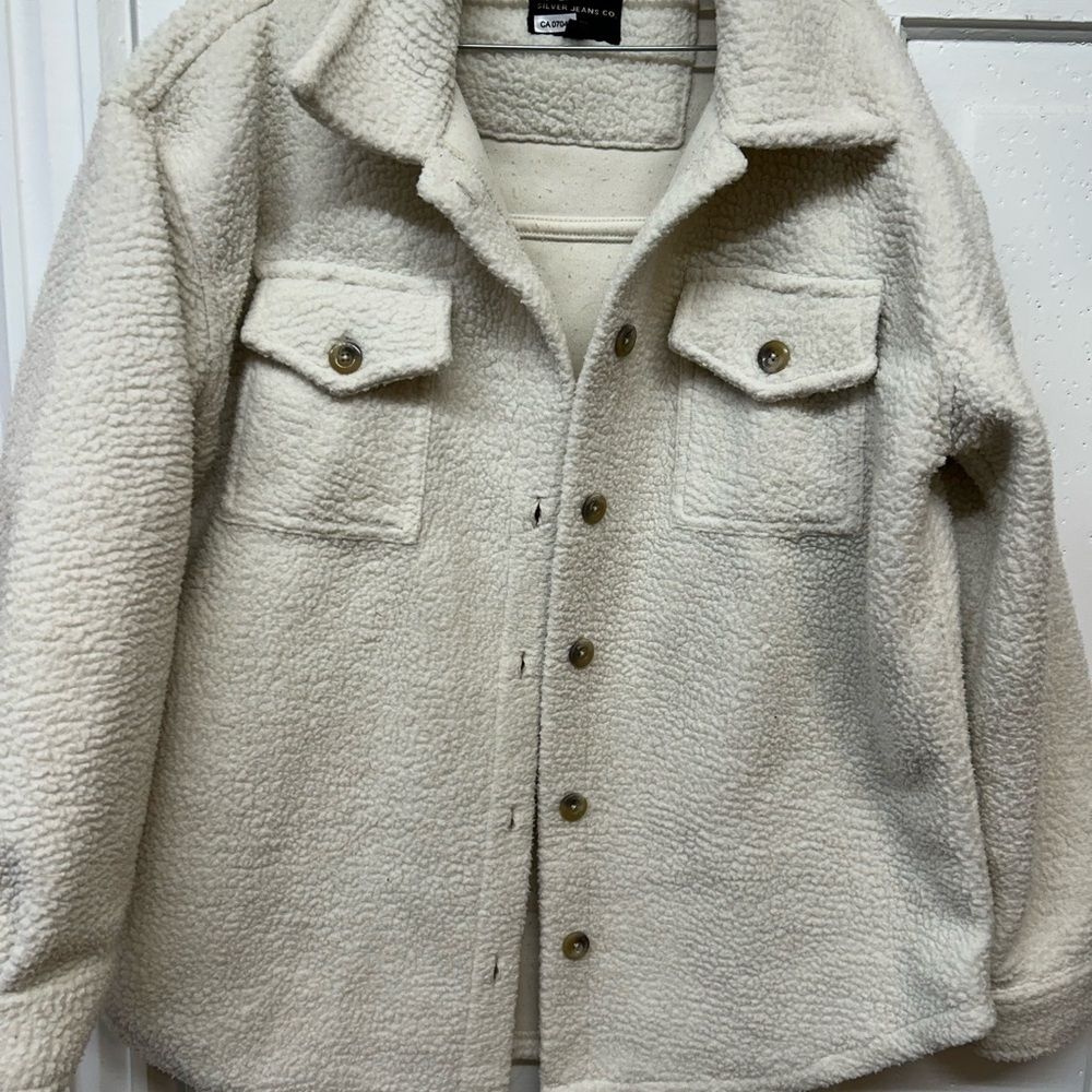 Silver Jeans Cream Sherpa Jacket